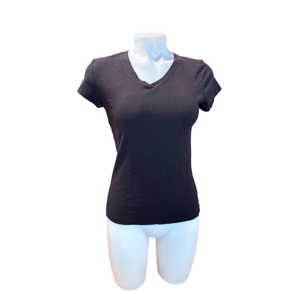 Women's Andrew Scott Black V-Neck T-Shirt Size L EUC